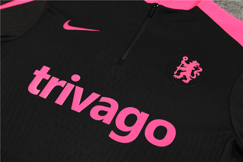 Chelsea Black/ Pink 1/4 Zip Training Tracksuit 24/25