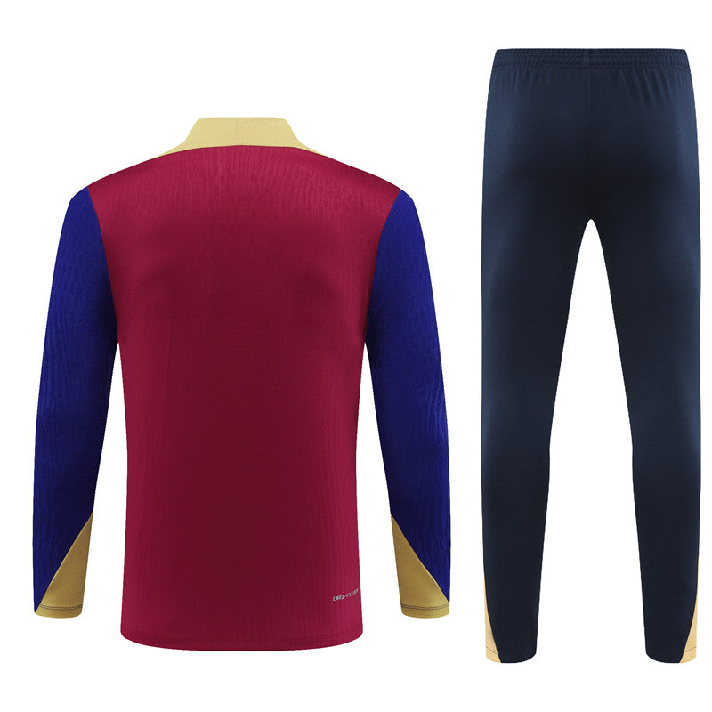 Barcelona Red/Gold 1/4 Zip Training Tracksuit 24/25