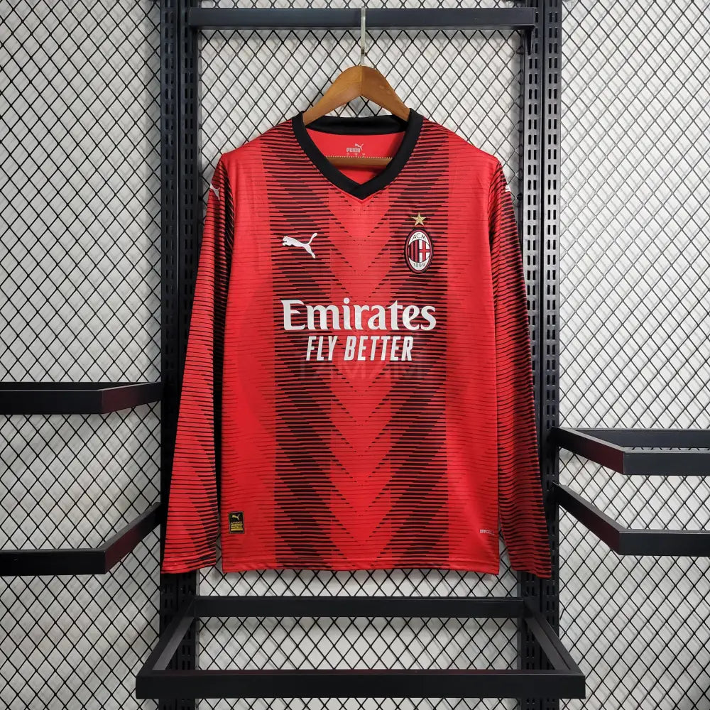 Ac Milan Home Kit 23/24 Long Sleeves Sleeves Football Jersey