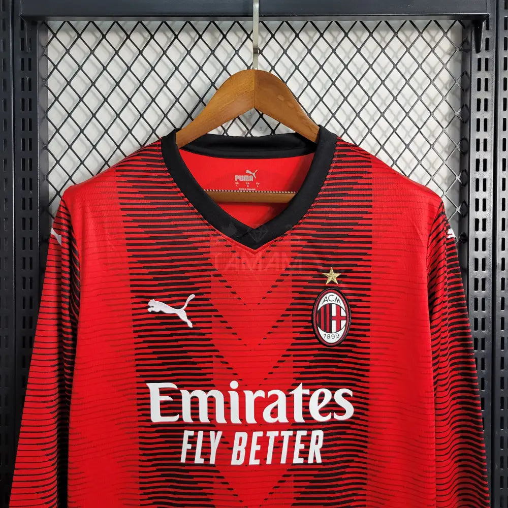 Ac Milan Home Kit 23/24 Long Sleeves Sleeves Football Jersey