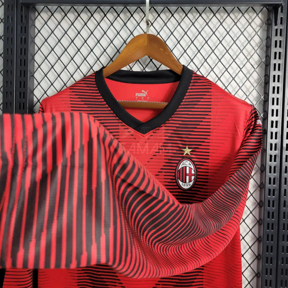 Ac Milan Home Kit 23/24 Long Sleeves Sleeves Football Jersey