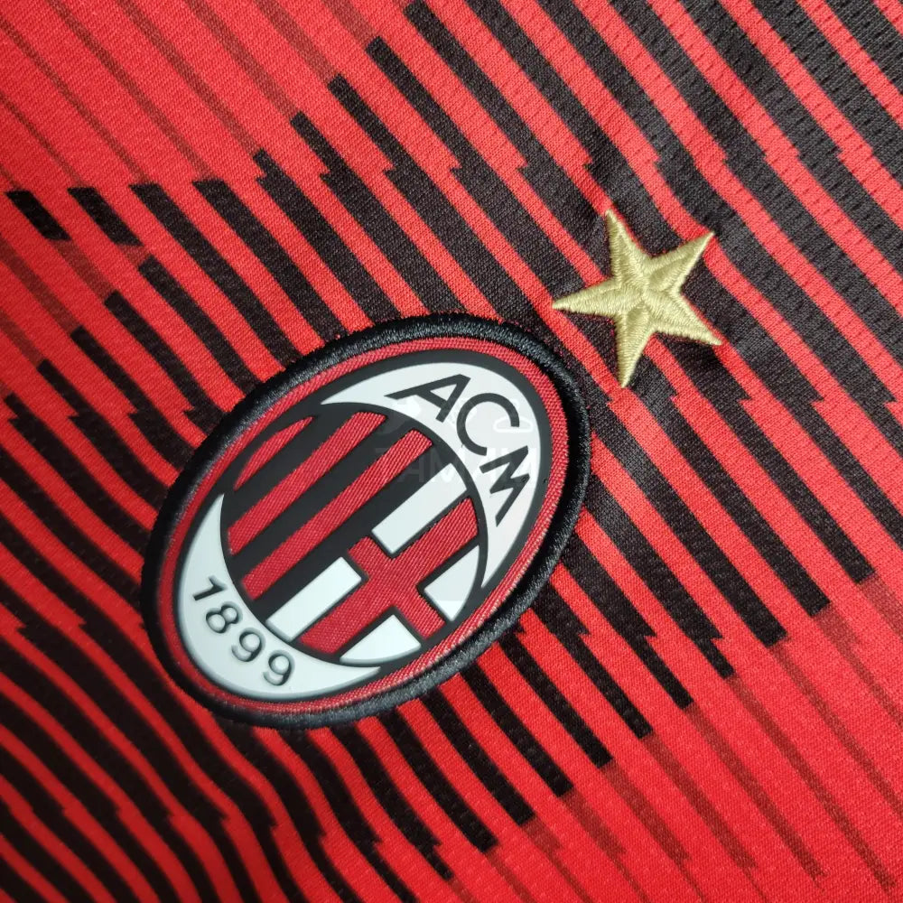 Ac Milan Home Kit 23/24 Long Sleeves Sleeves Football Jersey