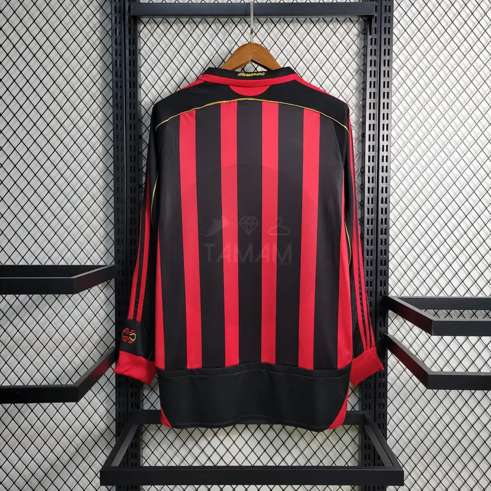Ac Milan Home Kit Retro Long Sleeves 06/07 Football Jersey