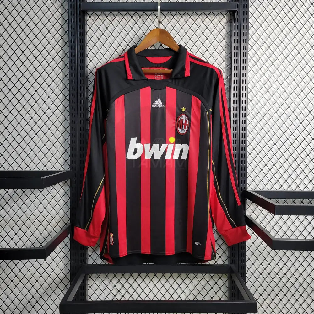 Ac Milan Home Kit Retro Long Sleeves 06/07 Football Jersey