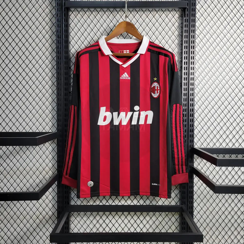 Ac Milan Home Kit Retro Long Sleeves 09/10 Football Jersey