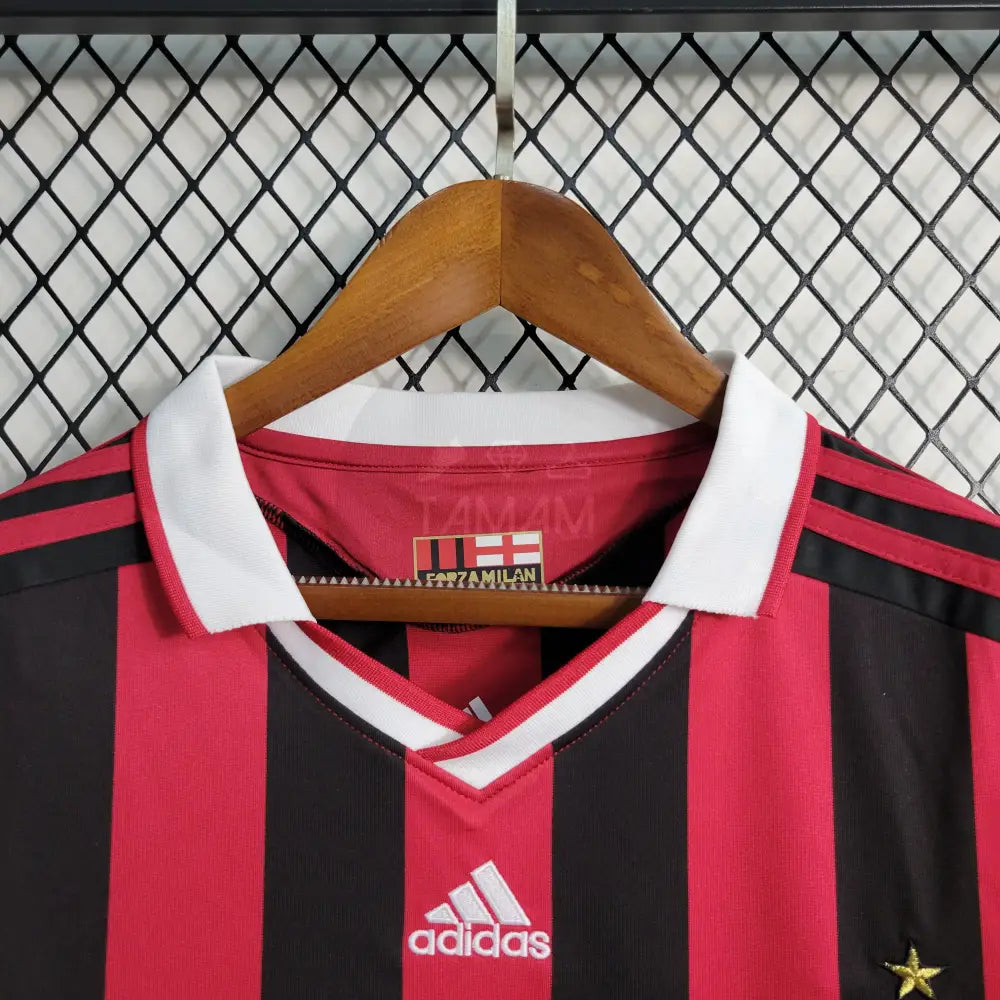 Ac Milan Home Kit Retro Long Sleeves 09/10 Football Jersey