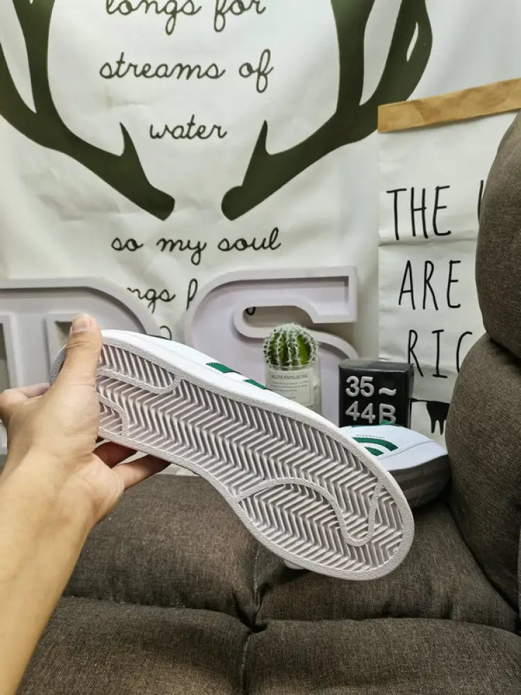 Adidas Superstar White And Green Sneakers