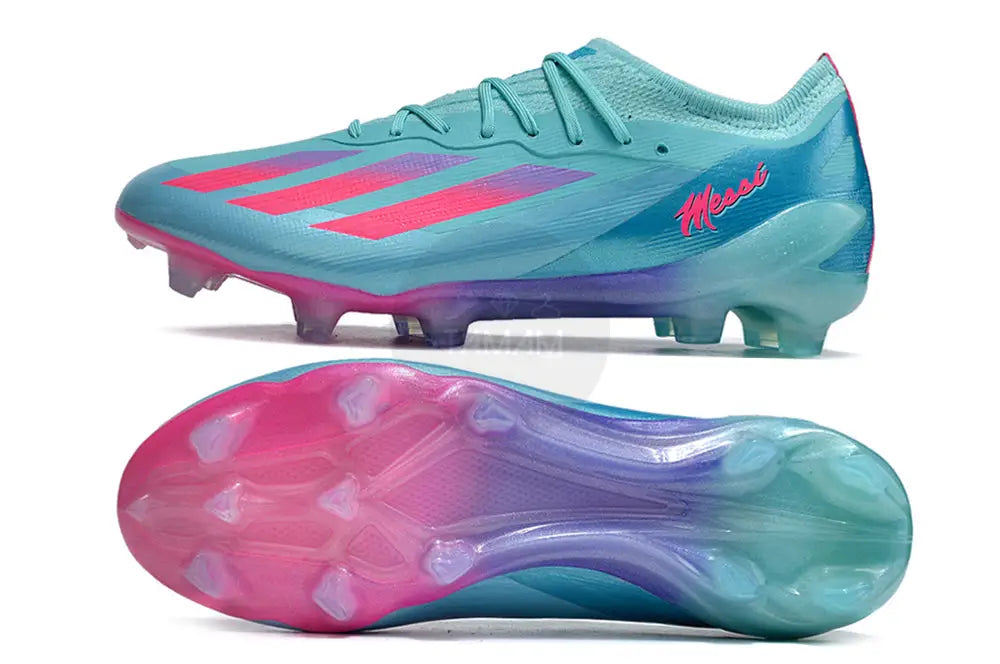 Adidas X Crazyfast.1 Messi Fg Bienvenido A Miami - Aqua Blue/Pink/Purle Soccer Cleats