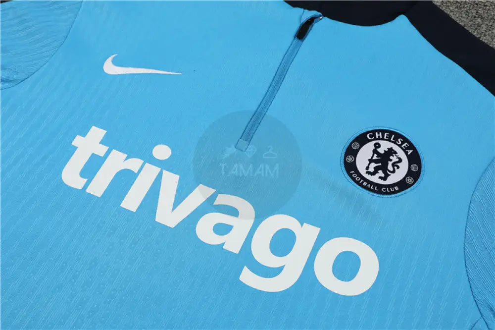 Chelsea Light Blue/Black 1/4 Zip Training Tracksuit 24/25