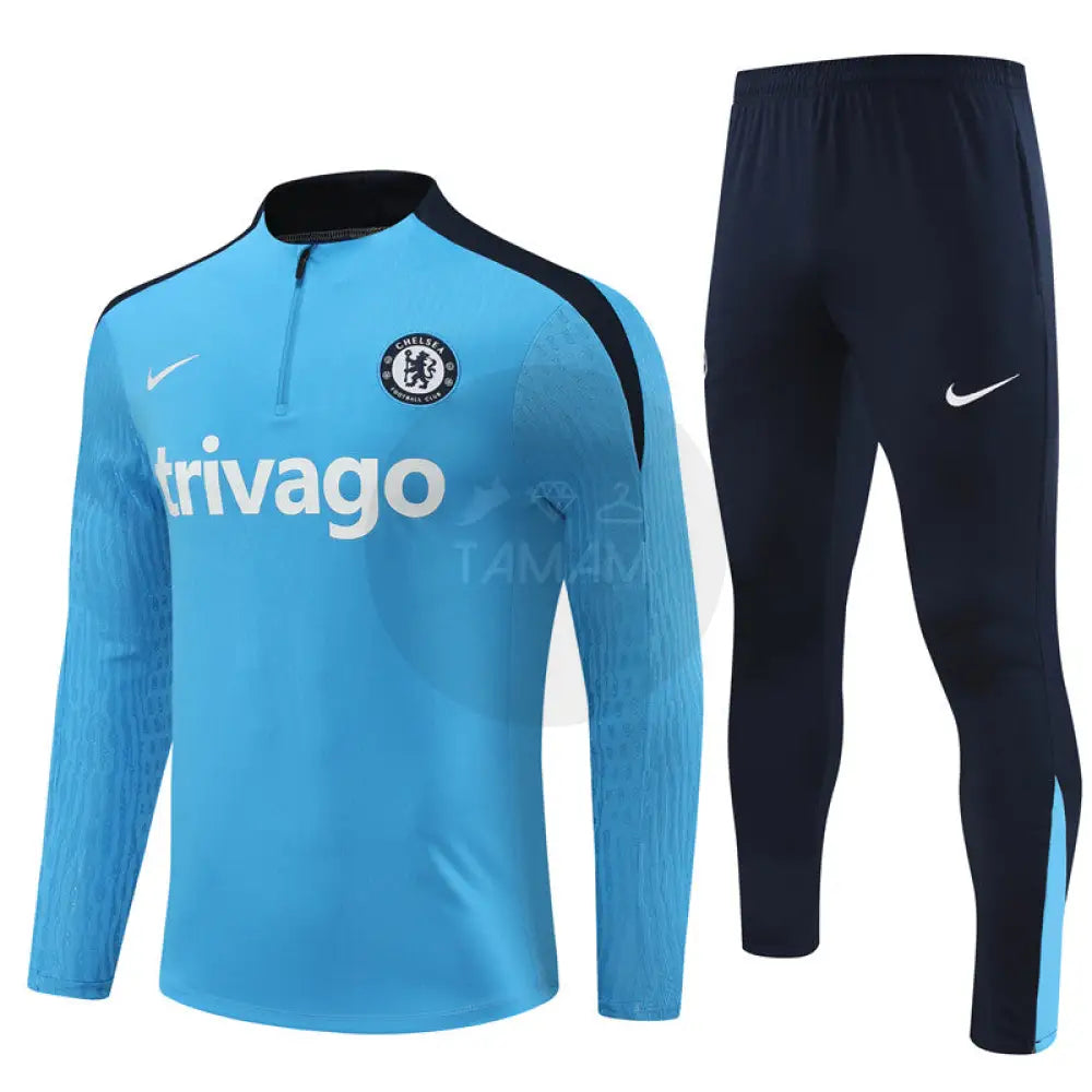 Chelsea Light Blue/Black 1/4 Zip Training Tracksuit 24/25