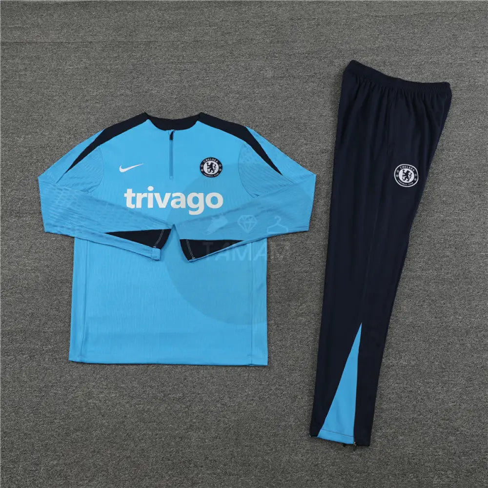 Chelsea Light Blue/Black 1/4 Zip Training Tracksuit 24/25