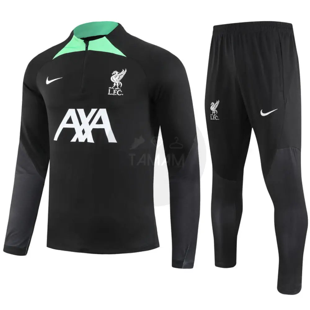 Liverpool Black/Green 1/4 Zip Training Tracksuit 23/24