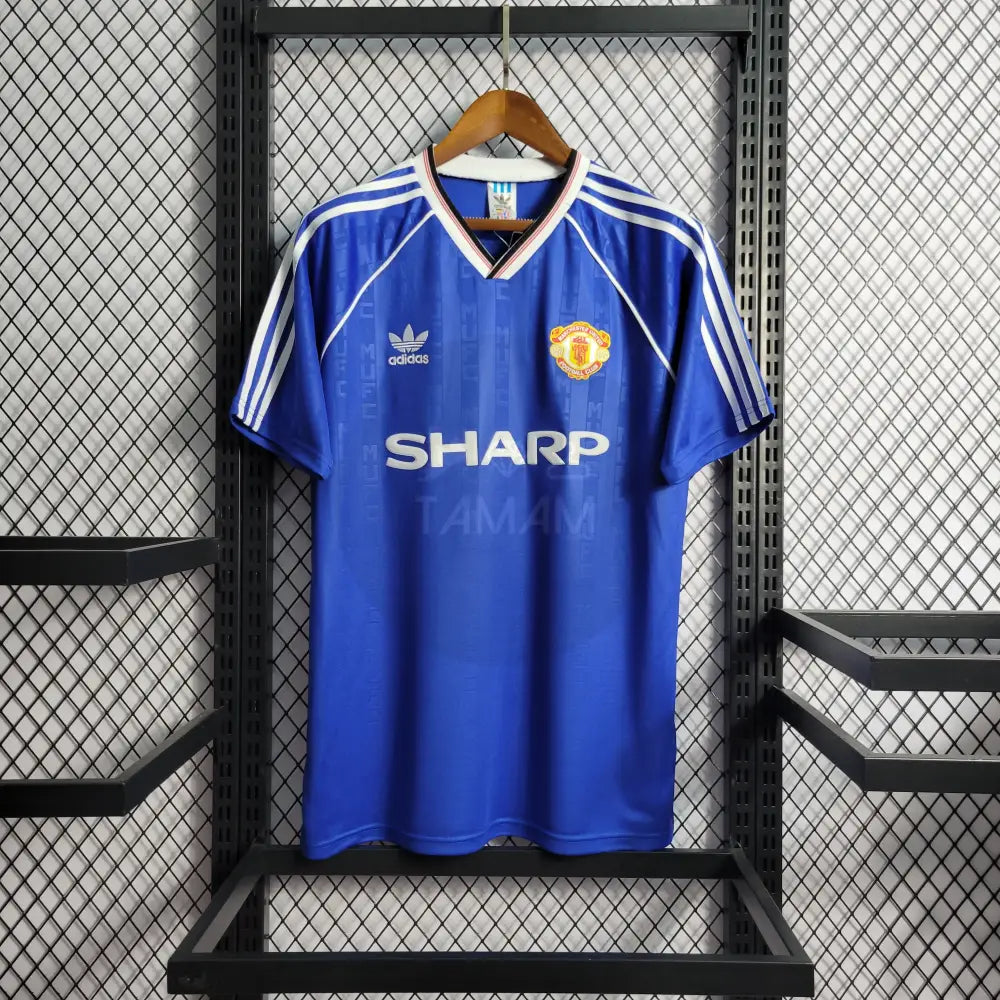 Manchester United Blue Home Kit Retro 88 Football Jersey