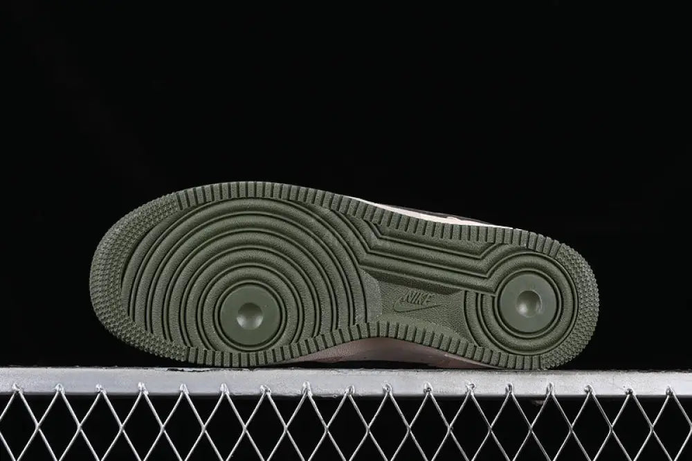 Nik Air Force 1 Grey Green Brown And Red Shoes