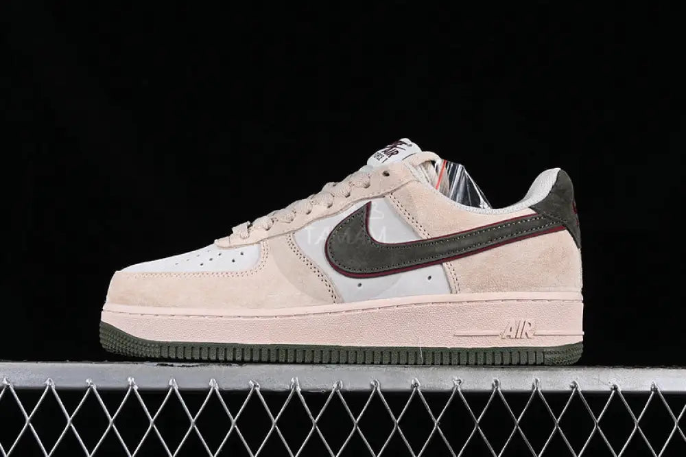 Nik Air Force 1 Grey Green Brown And Red Shoes