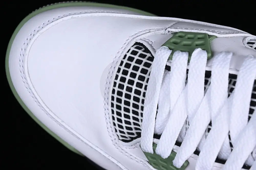 Nike Air Jordan 4 Retro Seaform White/ Oil Green/ Dark Ash/ Neutral Grey Shoes
