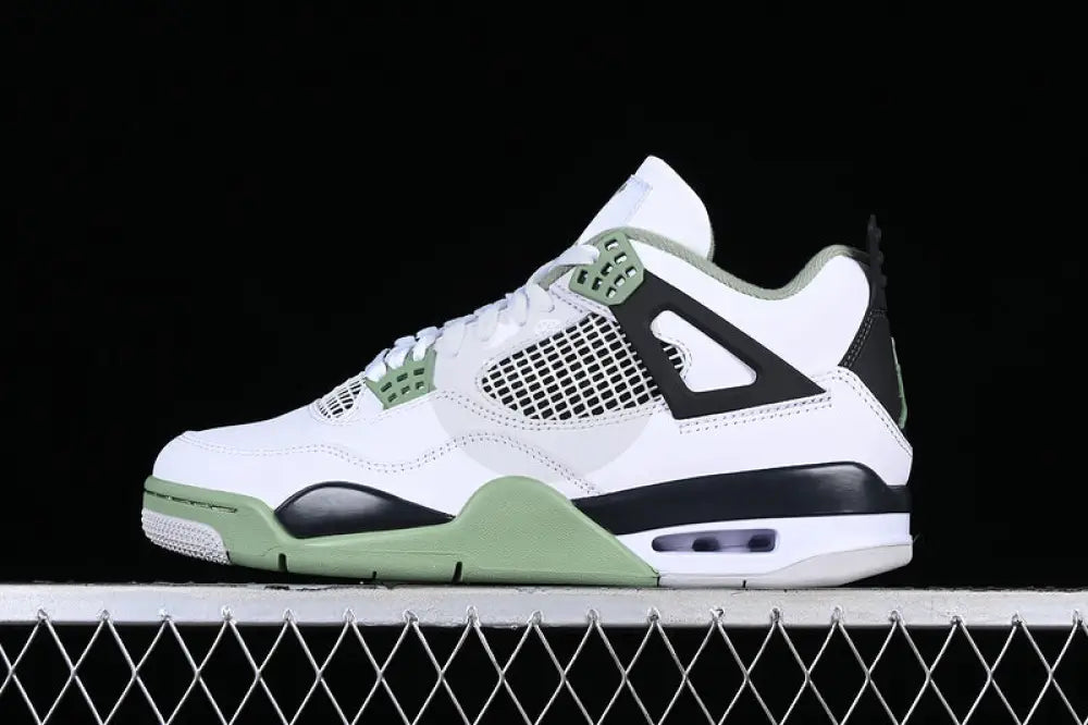 Nike Air Jordan 4 Retro Seaform White/ Oil Green/ Dark Ash/ Neutral Grey Shoes
