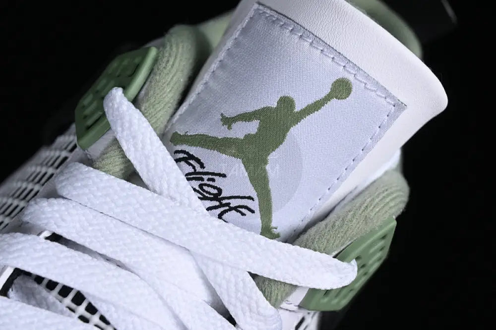 Nike Air Jordan 4 Retro Seaform White/ Oil Green/ Dark Ash/ Neutral Grey Shoes