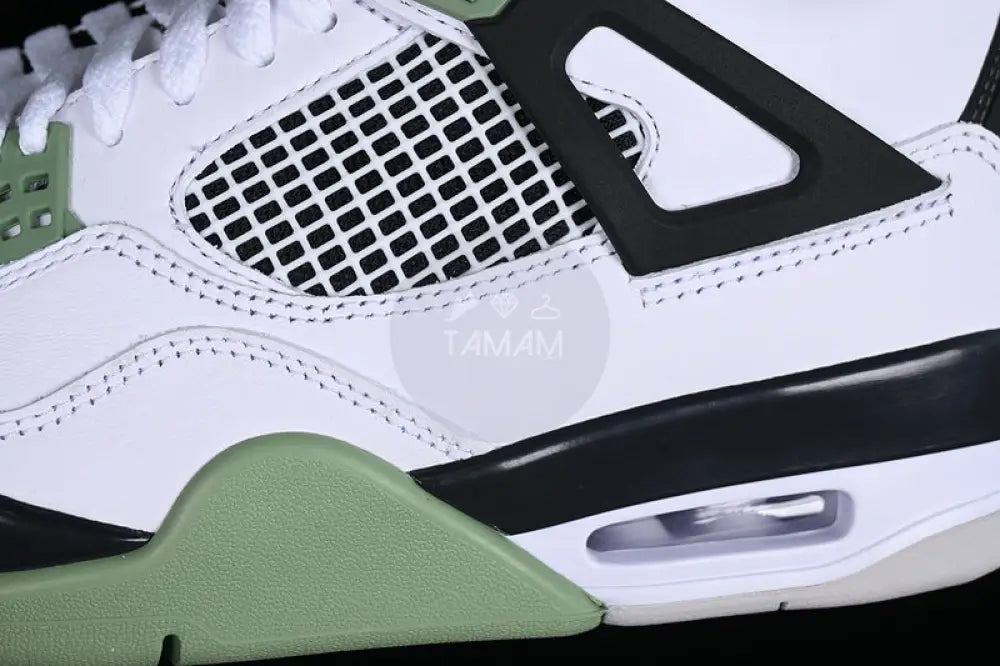 Nike Air Jordan 4 Retro Seaform White/ Oil Green/ Dark Ash/ Neutral Grey Shoes