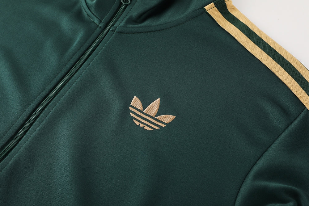 Adidas jacket green and gold hotsell