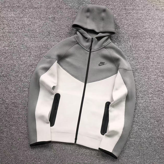 TOP JACKET ONLY - Nike Tech Fleece Set - Wolf White & Grey