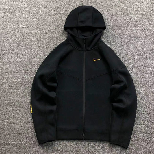 TOP JACKET ONLY - Nike Tech NOCTA Set - All Black (Yellow Swoosh)