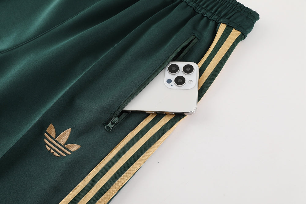 Adidas Bold Training Full Zip Tracksuit Green/Gold