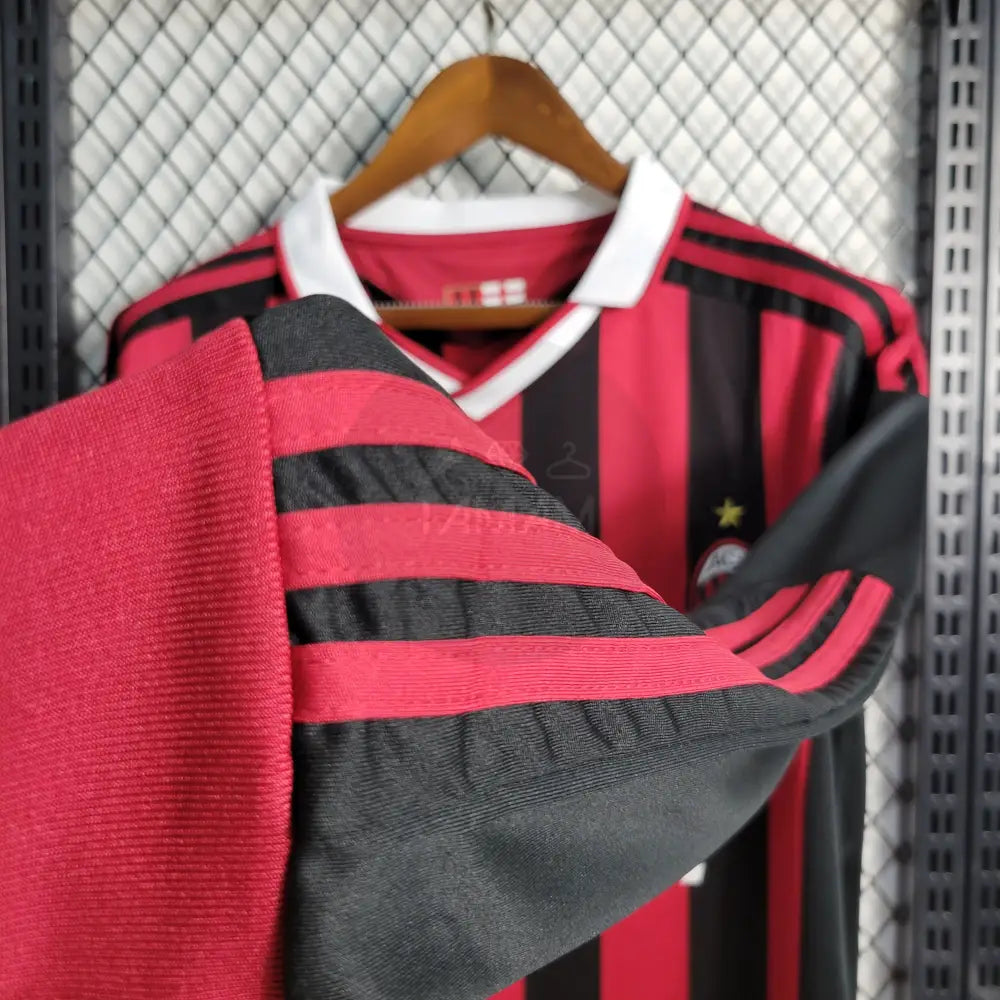 Ac Milan Home Kit Retro Long Sleeves 09/10 Football Jersey