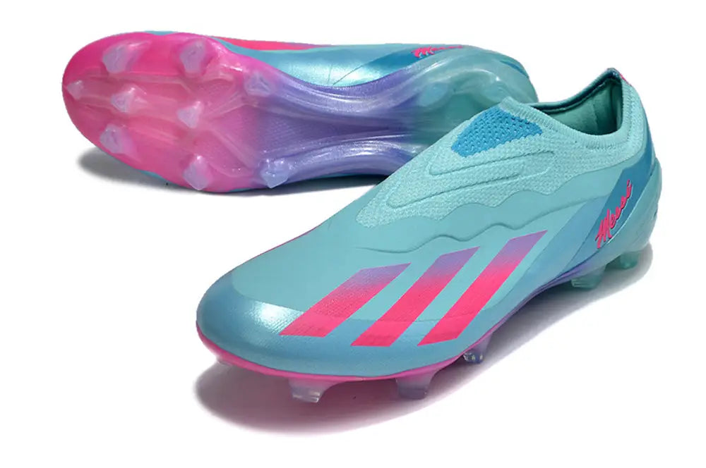 Adidas X Crazyfast.1 Laceless Messi Bienvenido A Miami Fg - Flash Aqua/Lucid Pink/Lucid Cyan Soccer