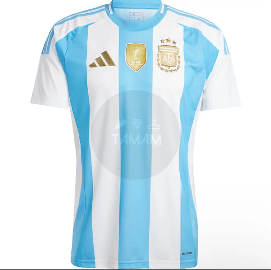 Argentina Home Kit 24/25 International With World Champions Badge Football Jersey