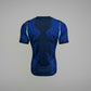 Blue athletic shirt on a mannequin against a grid background