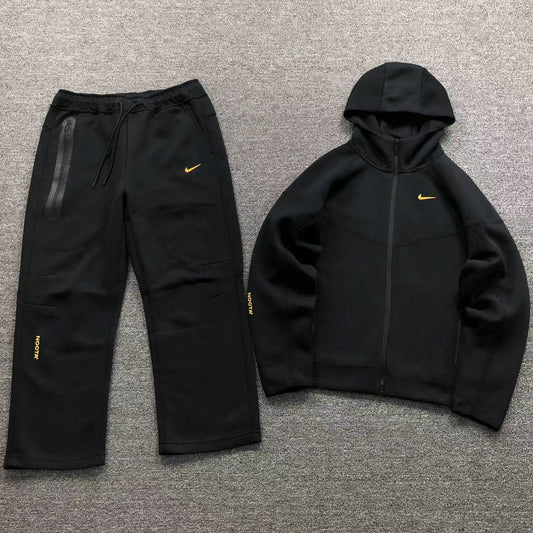 Nike Tech NOCTA Set - All Black (Yellow Swoosh)