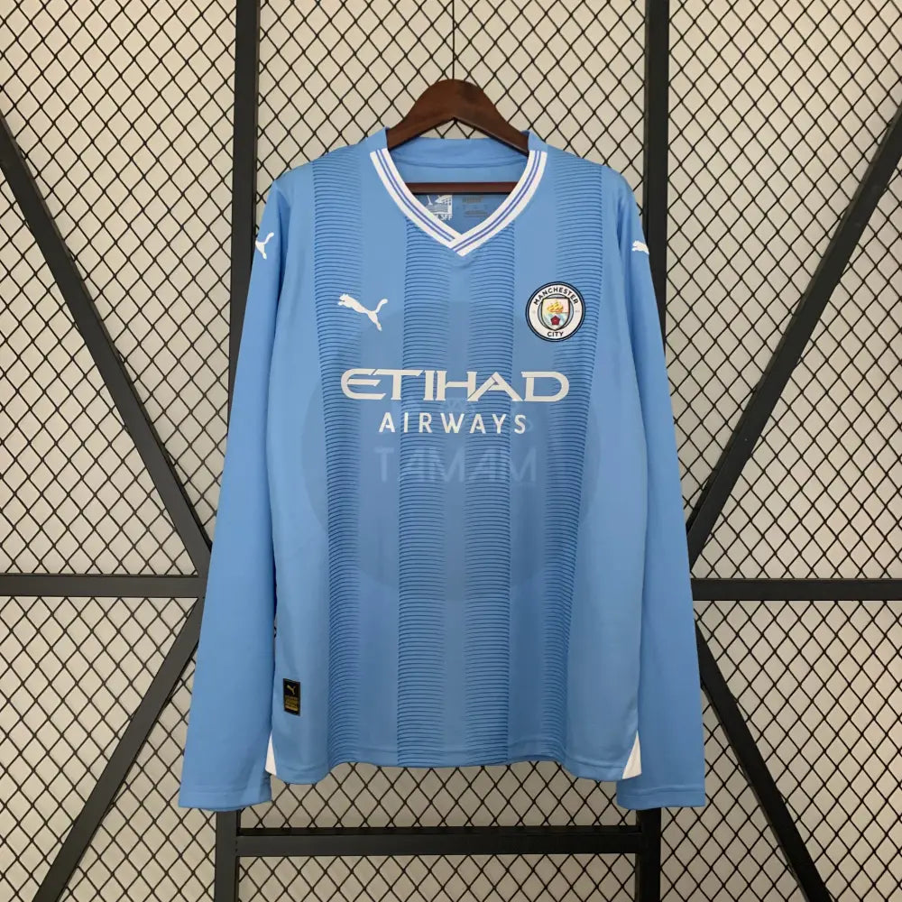 Manchester City Home Long Sleeves 23/24 Sleeves Football Jersey