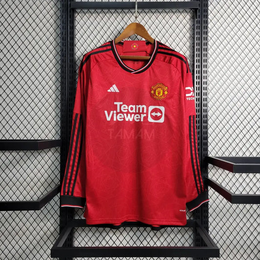 Manchester United Home Kit 23/24 Long Sleeves Sleeves Football Jersey