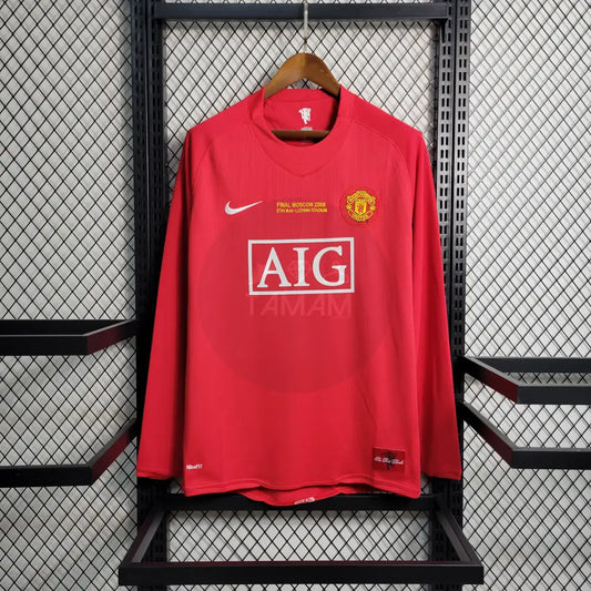 Manchester United Home Kit Retro Long Sleeves 07/08 Final Moscow Football Jersey