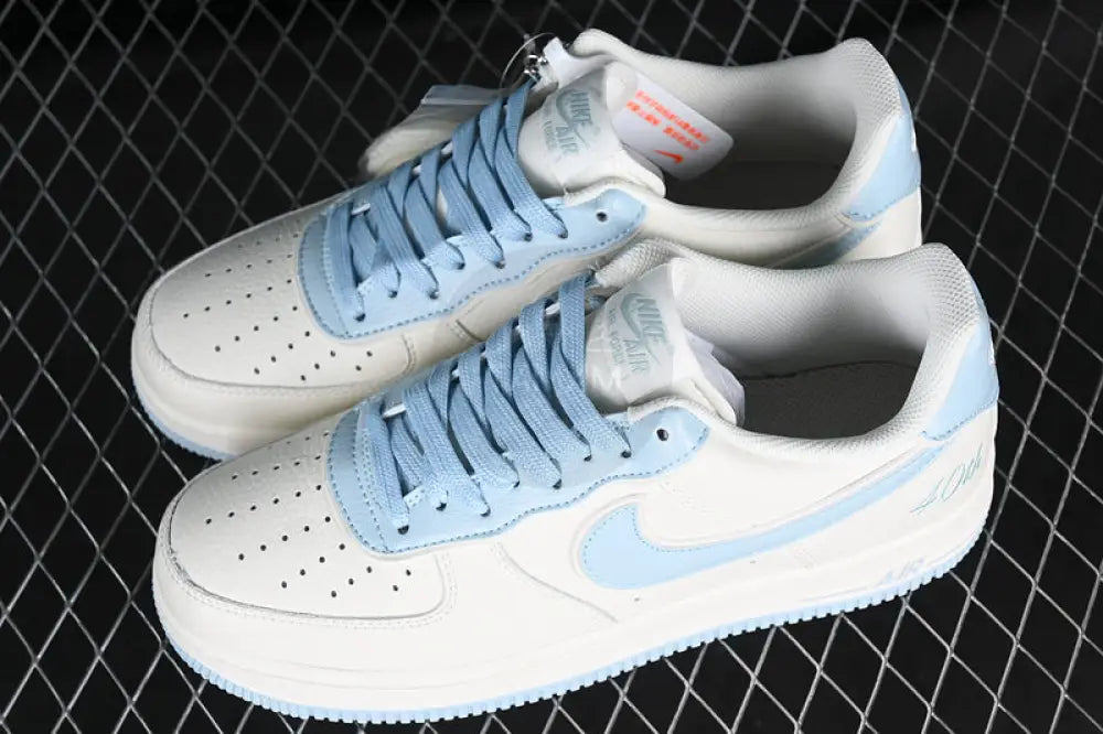 Nike Air Force 1 White And Blue Shoes