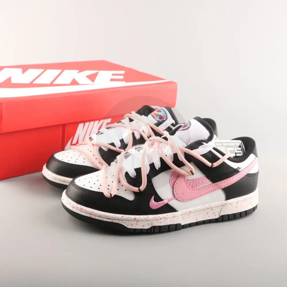 Nike Sb Dunk Low Three Hook Straps Black And White Deconstructed Drawstring Laces Shoes