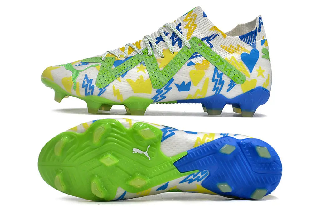 Puma Future Ultimate Neymar Instituto Fg/Ag - White/Racing Blue/Lemon Meringue/Green Soccer Cleats