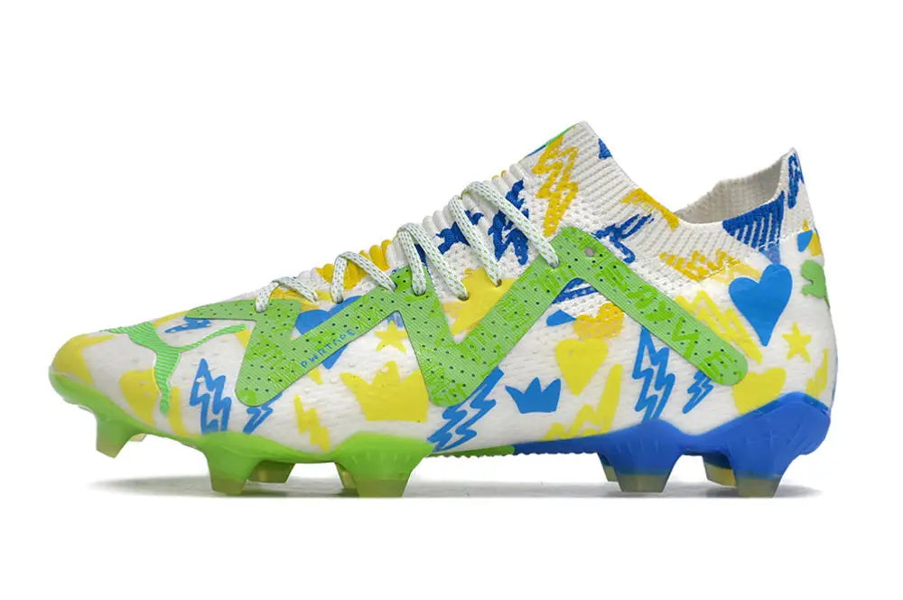 Puma Future Ultimate Neymar Instituto Fg/Ag - White/Racing Blue/Lemon Meringue/Green Soccer Cleats