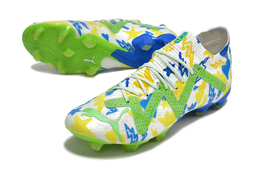 Puma Future Ultimate Neymar Instituto Fg/Ag - White/Racing Blue/Lemon Meringue/Green Soccer Cleats