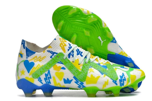 Puma Future Ultimate Neymar Instituto Fg/Ag - White/Racing Blue/Lemon Meringue/Green Soccer Cleats