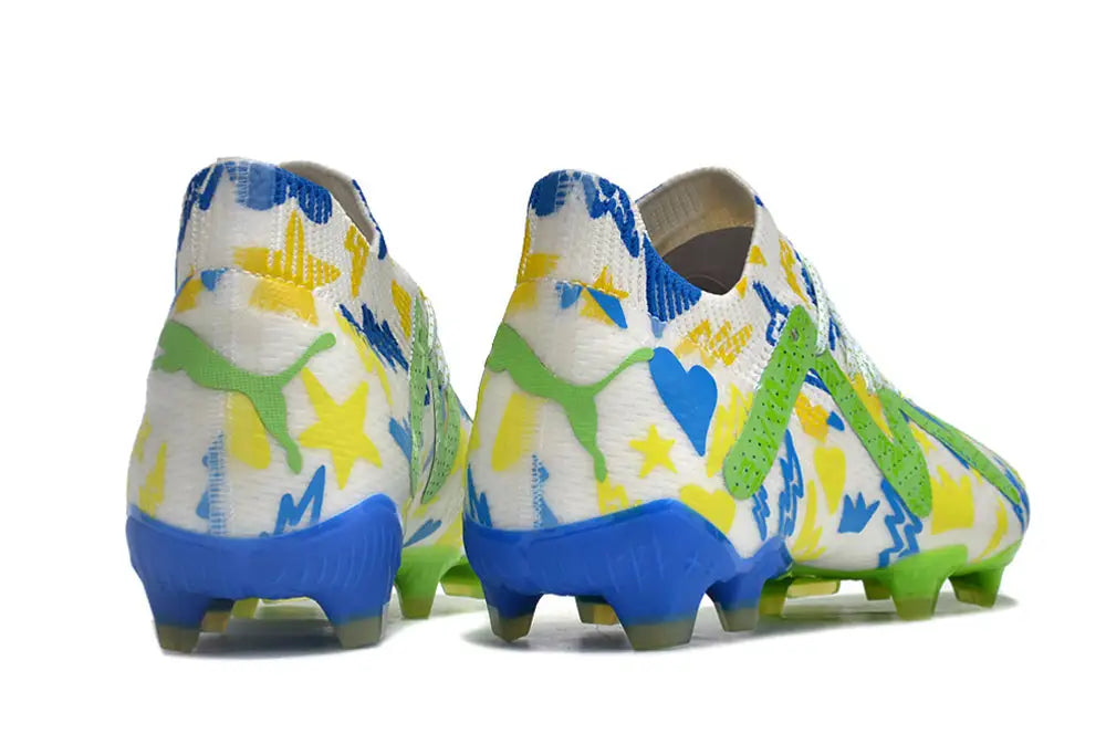 Puma Future Ultimate Neymar Instituto Fg/Ag - White/Racing Blue/Lemon Meringue/Green Soccer Cleats