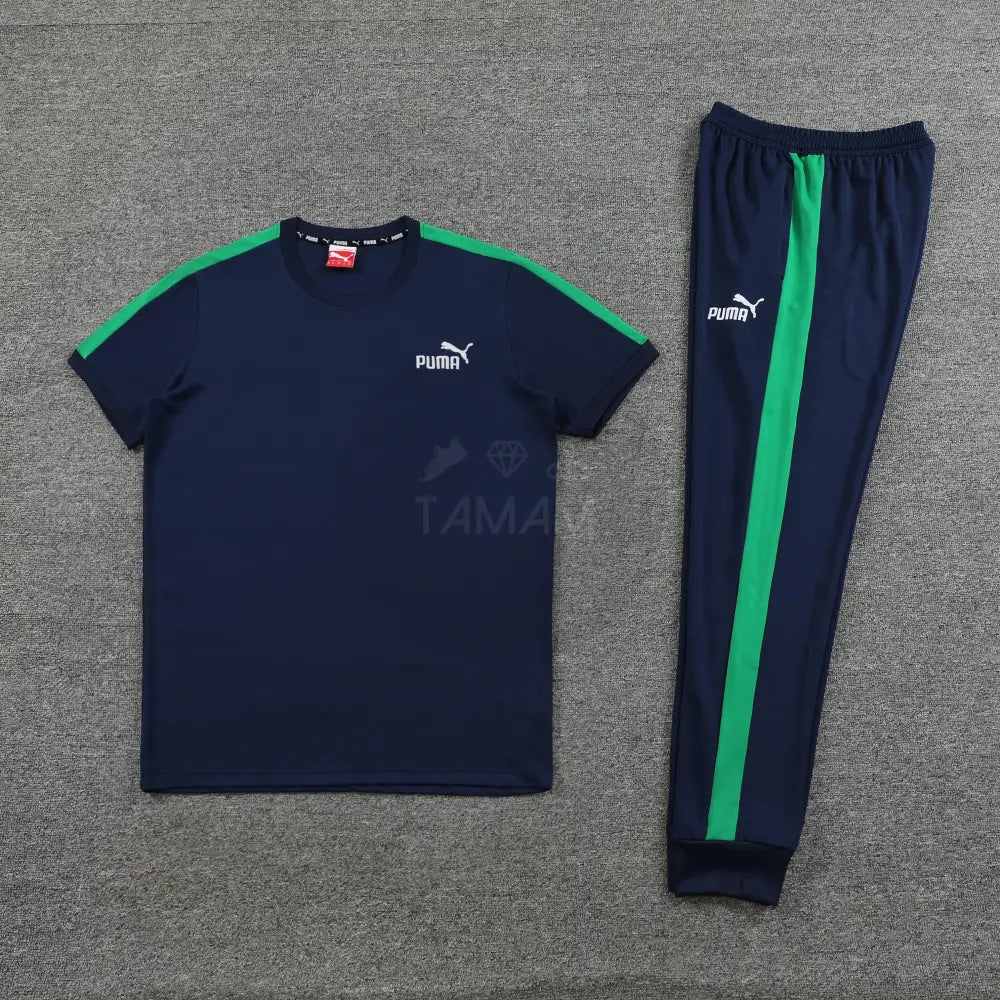 Puma T7 Navy Green Set Shirt + Pants Tracksuit