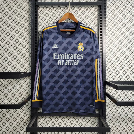Real Madrid Away Kit 23/24 Long Sleeves Sleeves Football Jersey