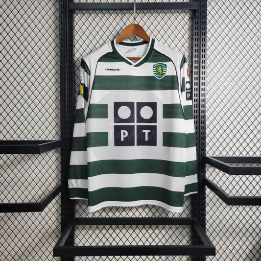 Sporting Lisbon Home Kit Retro Long Sleeves 01/03 Football Jersey