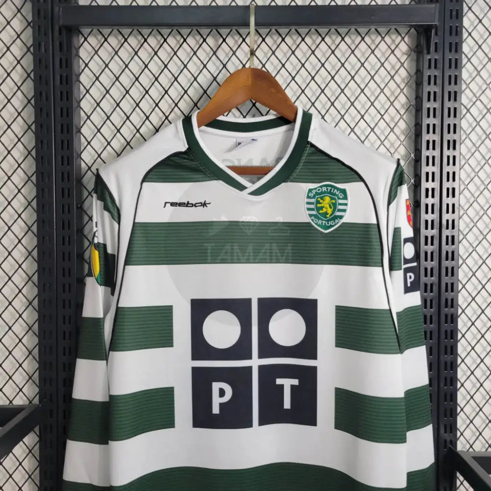 Sporting Lisbon Home Kit Retro Long Sleeves 01/03 Football Jersey